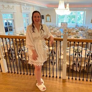 Birdy Grey Satin Lace Robe, XS-S